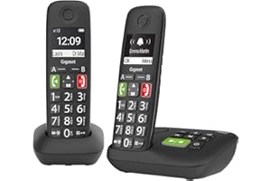 Gigaset E290A DUO - 2 Allrounder Big Button Cordless Home Phone with Answer Machine and Nuisance Call Block - 2 Handsets, black