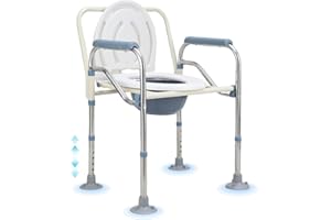 Jaxguom Toilettenstuhl, Duschstuhl bis 150 kg, Faltbar, Höhenverstellbar mit Rutschfesten Gummifüßen – Inkl. Toilettenhilfe und Nachttopf, Ideal für Senioren, Schwangere, Behinderte, Kinder