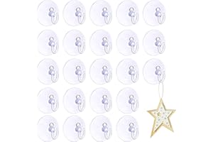 Vaktop 40 pcs Suction Hooks, Clear Suction Cup Hooks with Plastic Hook, 4 cm Sucker Hook for Glass, Window, Tile, Bathroom, Shower, Kitchen, Christmas Wreaths, Lights