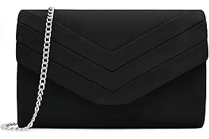Milisente Pochette Donna Clutches Morbida Scamosciato Busta da sera Borsa Classic Clutch Purse (Nero)
