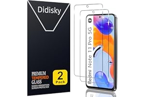 Didisky Lot de 2 Protecteur Verre Trempé pour Redmi Note 11 Pro, Film Protection écran, dureté 9H, Pas de Bulles, Haute définition