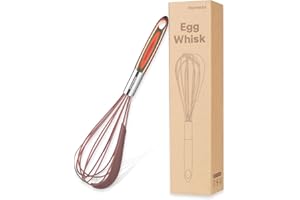 Parmedu Frusta da Cucina in Acciaio Inossidabile e Silicone: Frusta per Uova in Filo di Acciaio Inossidabile con Manico in Legno e Spatola in Silicone - Frusta a Palloncino per Mescolare, Montare