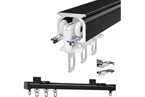 V3VOGUE Robusto Binario Per Tende Da Esterno Bastone Binario A Soffitto In Alluminio, Bastoni Binari Per Tende 50 100 200 350 400cm Per Finestre E Tende Divisorie(Black,330cm/10.8ft)