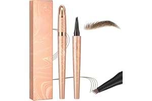 ENITMOR Crayon à sourcils microblading 3D waterproof, avec pointe à 4 fourches pour sourcils naturels, crayon précis pour femmes et débutants, longue tenue pour un usage quotidien (Marron Foncé)