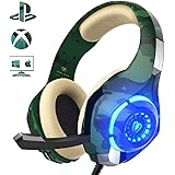 Beexcellent Gaming Headset für PS4 PC Xbox One, LED Licht Crystal Clarity Sound Professional Kopfhörer mit Mikrofon für Lapto