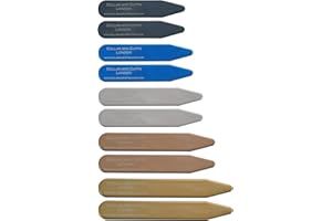 COLLAR AND CUFFS LONDON 10 Ballenas Camisas Hombre - 5 COLORES - 5 TAMAÑOS - 2" 2.2" 2.35" 2.5" 2.8" - Metal - Color Plateado Negro Oro Azul Oro Rosa - Con Caja - 5 Pares