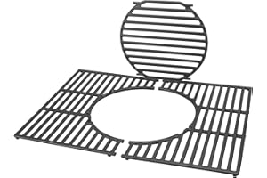 GriHero 44.5 cm Cast Iron Cooking Grate with Removable Round Accessories for Weber Spirit I & II 300 Series, Spirit E/S 310 320 330, Spirit 700, Platinum B/C, Genesis 1000-3500, Gourmet BBQ Grate