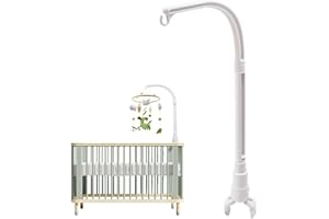Coriver Support Lit Bébé-Lit Berceau Bras Mobile Amovible et Réglable en Largeur, Carillon à Vent à Suspendre, Support Mobile pour Cloches de Lit et la Décoration, Jouet pour Nouveau-né 0-12 Mois