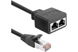 Sharelove Ethernet Splitter 1 to 2 High Speed Network Adapter, RJ45 Splitter Male to 2 Female LAN Network Extender, Gigabit Ethernet Cable Splitter Connector for Home Company Cat 5/6/7 Cable(Black)
