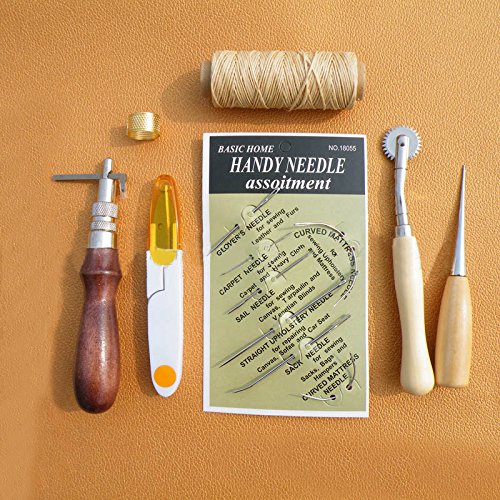 Hrph 7pcs Nähen Leder Werkzeuge Carft Ahle Costura Handstitching Set Kit Gewinde Ahle Gewachste Fingerhut - 2