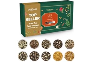 VAHDAM, Assorted Chai Tea Sampler (10 Teas) Indian Exotic Chai Blends with 100% Natural Ingredients | Loose Leaf Tea Sampler