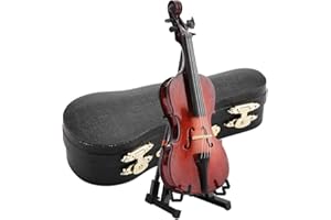 TIIYEE Miniatur Cello Modell, 5.5in Mini Musikinstrumente Zubehör Holz Instrument Musikalische Geschenke Ornamente Schreibtisch Regal Dekor Geschenkidee Hausdekoration Puppenhaus Dekoration Kinder Spielzeug