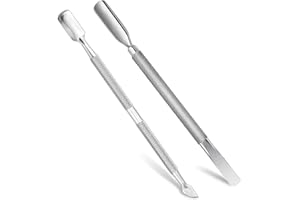 SONGQEE Cuticle Pusher Tool Kit, 2 Pack Stainless Steel Nail Cuticle Cleaner Tool Dual Head UV Gel Nail Polish Remover Tool Nail Art Cuticle Trimmer for Removing Dead Skin on Fingers, Nail Art(2-piece set)