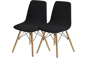 SHENGYIJING Esszimmerstühle Abdeckungen 2/4/6 Stück,Stil Shell Esszimmerstuhl Mid Century Modern Stuhl Sipcover,Gepolsterte Dining Accent Side Stuhlhussen (Schwarz1,2 Pieces)