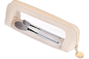 JOOTUEPO Liten Transparent Kosmetikväska PU Mini Sminkväska Dam Resa Vattentät Kulturväska Beige Makeup Väska Förvaringsväska