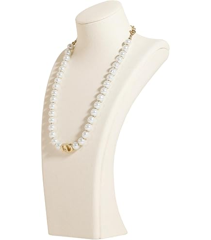 GemeShou White Pearlescent Leather Necklace Display Stand - Large Jewelry Bust Mannequin For Boutiques & Photography - View #7