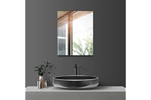 Sqinor Self-Adhesive Mirror, 40 x 50 cm, HD Glass Wall Mirror without Frame, Bathroom Mirror, Adhesive Rectangular Bathroom Mirror, No Drilling, Modern Decorative Mirror Adhesive Mirror for Bathroom