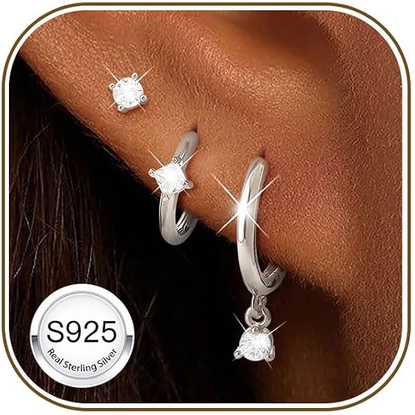 Boucles Percings Multiple 3 Paires Boucles D'oreilles Creoles LOLIAS - Argent 925 14K Or Mini Pour Cartilage Boucles Oreilles Creoles