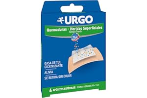 Urgo - Quemaduras y heridas superficiales - Apósitos estériles - Formato grande 4 apósitos de 10 x 7 cm