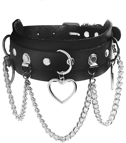 Zookey Collana girocollo punk rock gotico Collana girocollo in pelle PU Girocollo regolabile Girocollo Halloween Cosplay per donna