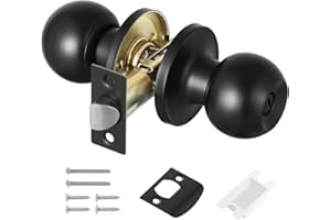 Faankiton Poignée de Porte Ronde avec Serrure, Bouton à Boule D'entrée (Confidentialité, sans Clé, Noir)