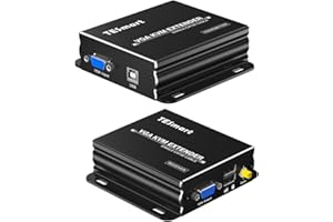 TESmart 1920 * 1200@60Hz Long Range 984ft USB VGA KVM Extender Over Cat5e Cat6 Ethernet Cable (Up to 984ft/300m, Sender+Receiver)