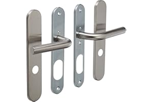 Bricard 666459 - Juego de tiradores de acero inoxidable sobre placa Tempo New Wave para puerta interior sin llave, diseño de caña