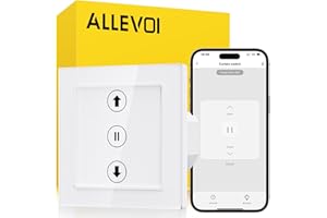 ALLEVOI Interruptor Inteligente Persiana, Interruptor Wifi Persianas Control de APP y Voz, Compatible con Alexa y Google Home, Necesita Cable Neutro, 1 Pieza