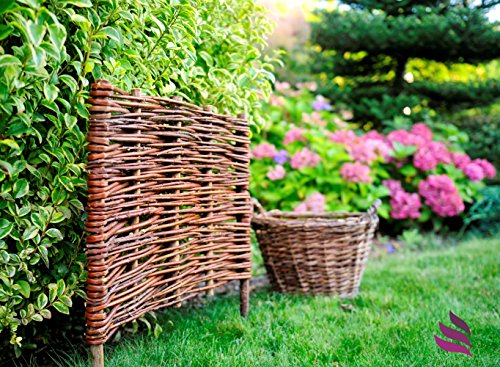 Natürliche Beeteinfassung: 10 Elemente (40cm hoch) – Steckzaun in 25 verschiedenen Größen, Rasenkante, Weidenzaun – imprägniert, Länge:100cm - 3