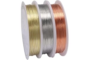 HUGEDE 3 Roll Copper Beading Wires Jewelry Beading Wire Craft Wire for Jewelry Making Supplies Crafting 0.3mm