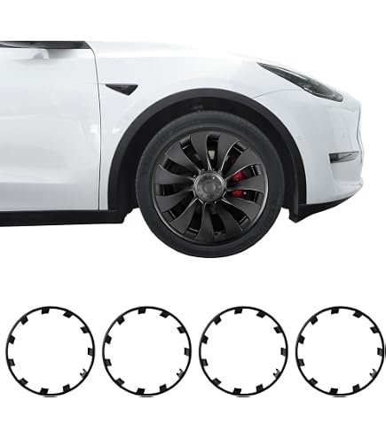 Lot De 4 Protège-jantes Pour Tesla Model Y Juniper (jantes Helix 20") - Noir - Protection Contre Les Rayures Et Bordures - 8