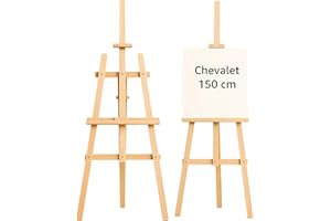 AMAZINGGIRL Chevalet peinture en bois massif de 150 cm - Chevalets pliables et réglables en hauteur avec support de tableau adaptés pour l'art et mariage pour enfants et adultes