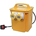 Faithfull FPPTRAN33A 3.3kVA 110V Twin Outlet (2 Socket) Site Transformer 2M HD Rubber Cable