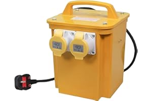 Faithfull Site Transformer - 3.3 kVA, 110V, 16A, 240V Input, Twin Outlet (2 socket) Heavy-Duty Waterproof IP44 Case with Thermal Overload Protection, Power Supply for Industrial Tools
