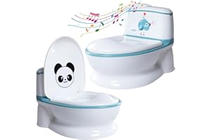 S SON 3 Pot Bebe Toilette WC Réaliste Bruit Rinçage Chasse d'eau, Apprentissage Propreté Enfants Garçon et Fille, Stable, Confortable, Bac Amovible. Ideal Première Toilette. (Bleu)