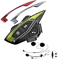 Motorcycle Helmet Bluetooth Intercom Kit, Motorbike Helmet Intercom Interphone Headset with DSP/CVC Noise Cancellation, 1500m 8 Riders Group Helmet Intercom, with FM Radio for ATV/Dirt Bike (1 Pack)