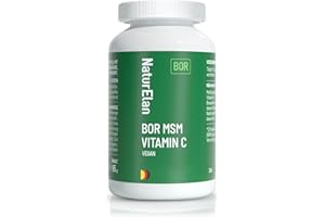 ‎NATURELAN Bor & MSM Kapseln Hochdosiert - für Knorpel und Knochen, 1000mg MSM und 6mg Boron je Tag, Hohe Bioverfügbarkeit durch 140mg Vitamin C und Boswelliasäuren, 120 Vegane Kapseln, In Deutschland Produziert