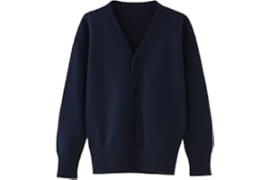 BINIDUCKLING Cárdigan escolar con cuello en V para niños y niñas, manga larga, con botones, para uniforme escolar