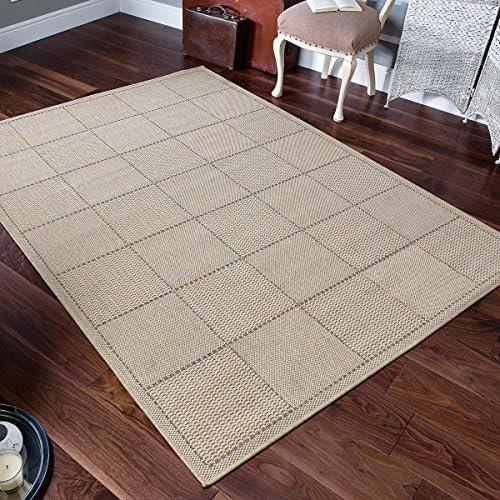 The Good Rug Company Large Flatweave Blocks Beige Rug 1.2m x 1.6m
