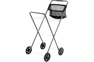 HILL'S Hills Chariot à Linge | Chariot à Linge Extra Haut de qualité supérieure sur roulettes avec Panier en Maille | Pliable, Hauteur surélevée – 98 cm – Gris forêt