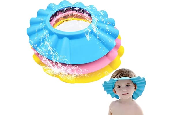 Lot de 3 bonnets de douche pour enfants et bébés - En silicone - Réglables - Protection contre le shampooing - Lavage des cheveux - Prise de sécurité bébé