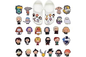 PIUMOJ Ciondoli per Scarpe Harry, PVC Charms per Scarpe, Mago Gioielli per Le Scarpe for Croc Shoes, Potter Shoe Charm per braccialetto per feste di Natale Regali di Compleanno, 27 Pezzi