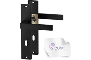 ERGO line CUBE Schwarz Türbeschlag Türgriff für Zimmertüren Langschild Drückergarnitur, Türbeschlag, Türklinke, Türklinke Schwarz, Türdrücker