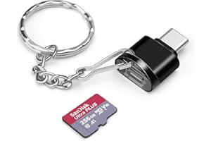 AIYEEN Adattatore per lettore di schede TF/schede di memoria Tipo C con portachiavi, lettore USB 3.0 Tipo C a Micro SD SDHC SDXC OTG, compatibile con iPhone 15 Pro Max Mac Windows Linux (Nero)