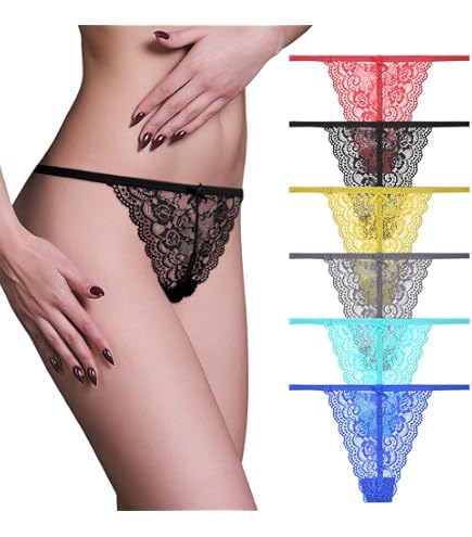 Lot De 6 Strings Dentelle Coton - Taille Basse, Confortables, Femmes