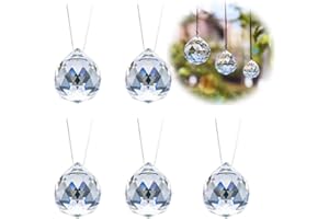 LJFEA 20mm Prisma de Bola de Cristal Transparente 5 Piezas - Cuelgan Facetadas Suncatcher Colgante para Lámpara de Techo, Feng Shui, Casa de la Boda, Decoraciones de Oficina