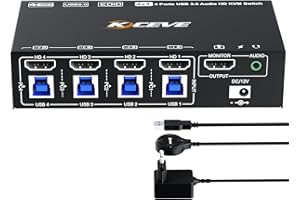 8K 60Hz HDMI 2.1 KVM Switch 4 PC, YOUTINGHDAV KVM Switch 4 porty, emulator EDID, 4K @120Hz KVM Switch HDMI 4 porty, KVM Switch 4 PC 1 monitor dzielenie myszka klawiatura, z przewodowym pilotem