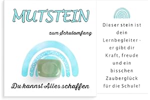 ZIDOLEY Mutstein Einschulung Geschenk GlückssteineJungen Schultüte Schulkinder Geschenk, Grüner Mutstein + Grußkarte + Geschenkbox Blau, Schulanfang Schulstart Schultüte Füllung Geschenk (Grünner Stein)