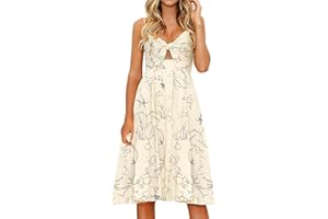 FANCYINN Vestidos Mujer Verano Casual Fiesta Media Pierna Bandage Floral Vestidos Midi Mujer