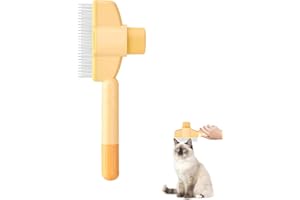 Gxdamxz Fellblitz Bürste Katzen Kamm, Selbstreinigender Haustier Flohkamm mit Entriegelungsknopf, Fur Brush for Cat, Gelb